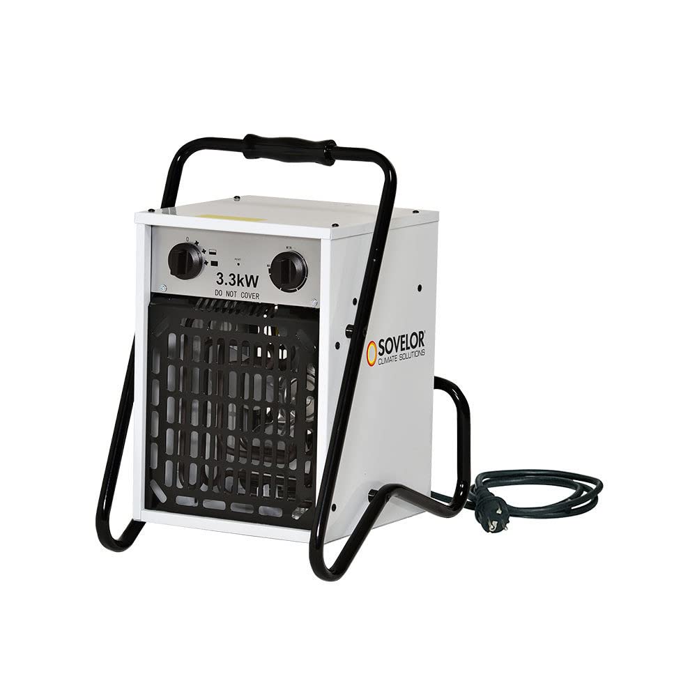 Chauffage air pulsé portable électrique avec thermostat d'ambiance intégré 3,3 kW 490m3/H 230V B33/S Sovelor