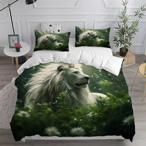 Housse de couette lion 2 pièces ensemble de literie microfibre lit double - 6
