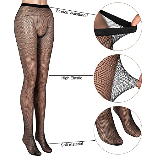 6 Pairs Fishnets Stockings for Women Rhinestone Fishnets Stockings Glitter Sparkly Fishnet Tights One Size Fit All2
