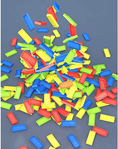 Image of AEXONIZ TOYS Plastic Domino Building Blocks 100Pcs Multicolor Bulk Dominos Educational Stacking Counting Adding Subtracting Building Block for Indoor Outdoor for Kids