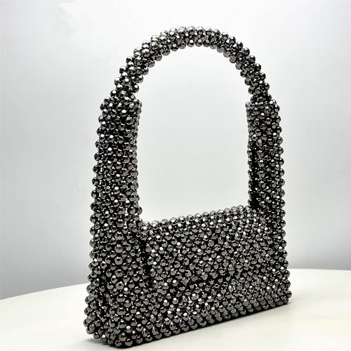 Image of Miuco Pearl Bag Clutch Purses For Women Wedding Bride Purse Sparkly Glitterl Beaded Handbag