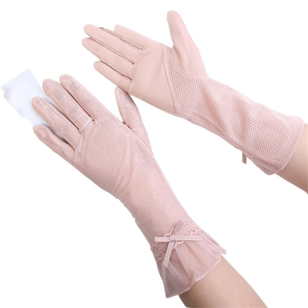 Gloves Women's Thin Driving Ice Silk Touch Screen Breathable Lace Mid-length Outdoor Riding