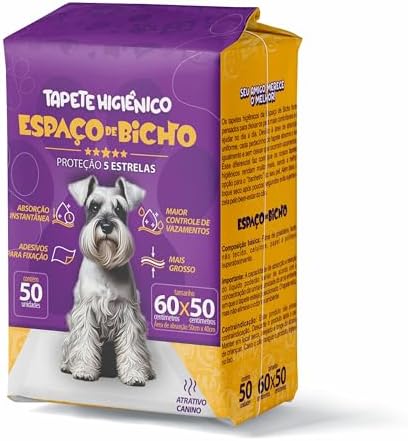 Tapete Higiênico Descartável Espaço de Bicho 60x50cm 50 unidades ...