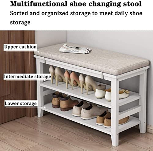 Banc à chaussures bois massif design géométrique d'exception pour entrée et chambre