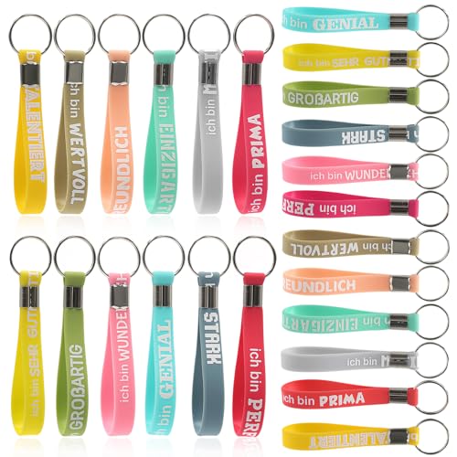 DIYCUT Juego de 24 llaveros de silicona, motivación, regalos motivadores con frases inspiradoras, 12 diseños, como regalo para colegas, estudiantes y amigos