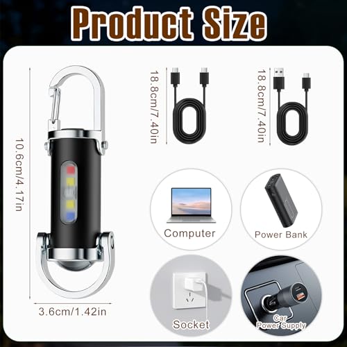 Portable Rechargeable Bright Keychain Flashlight Phone Charger,mit Power Bank für Outdoor,1200LM Superhelle Mini-Schlüsselanhänger, Superhelle Mini Led Taschenlampe, Taschenlampe Wasserdicht für Haush