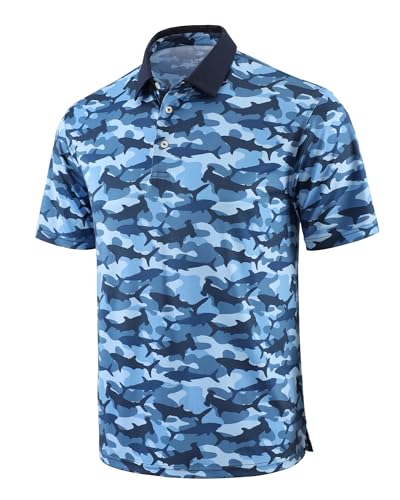 Men's Golf Polo Shirts Dry Fit Comfort Stretch Casual Shirt Short Sleeve Perfomance Moisture Wicking Funny Print