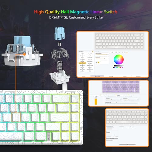 Image of Womier M68 HE V2 60% Percent Keyboard Rapid Trigger, Hall Effect Topographic Gaming Keyboard, Wired RGB Custom Mechanical Keyboard with Magnetic Switch, PBT Keycaps for Mac /Win (White)