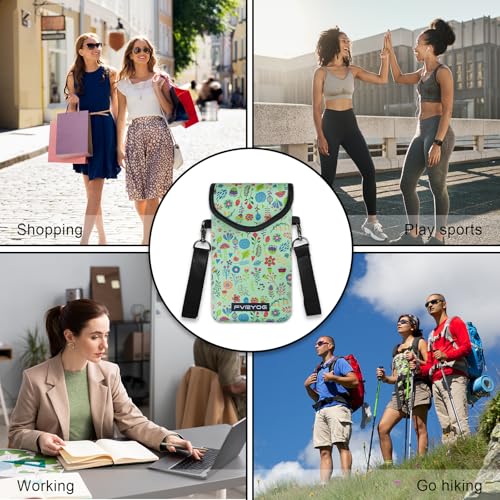 Image of Neoprene Phone Sleeve Pouch Case Bag for Men Women w /Crossbody Strap /Neck Lanyard for iPhone 17 /16 /15 /14 Pro Max, Samsung S25,Pixel 10