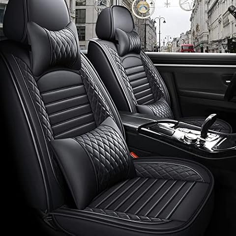 Aotiyer Full Set Car Seat Covers, Crown PU Leather Car Seat Cover Full Surround, Comfortable Automotive Vehicle Cushion Cover Fit for Most 5 Seats Cars/SUV/Truck/Vans Cover