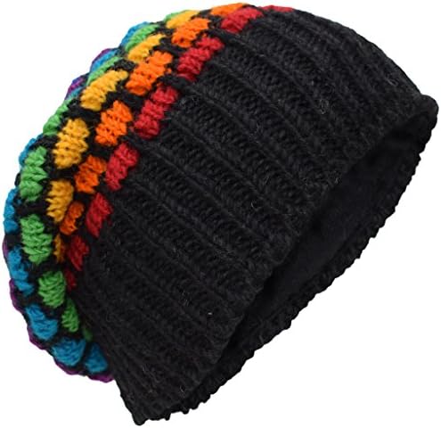 Gheri Woolen Knitted Fleece Lined Multicoloured Beanie Hats