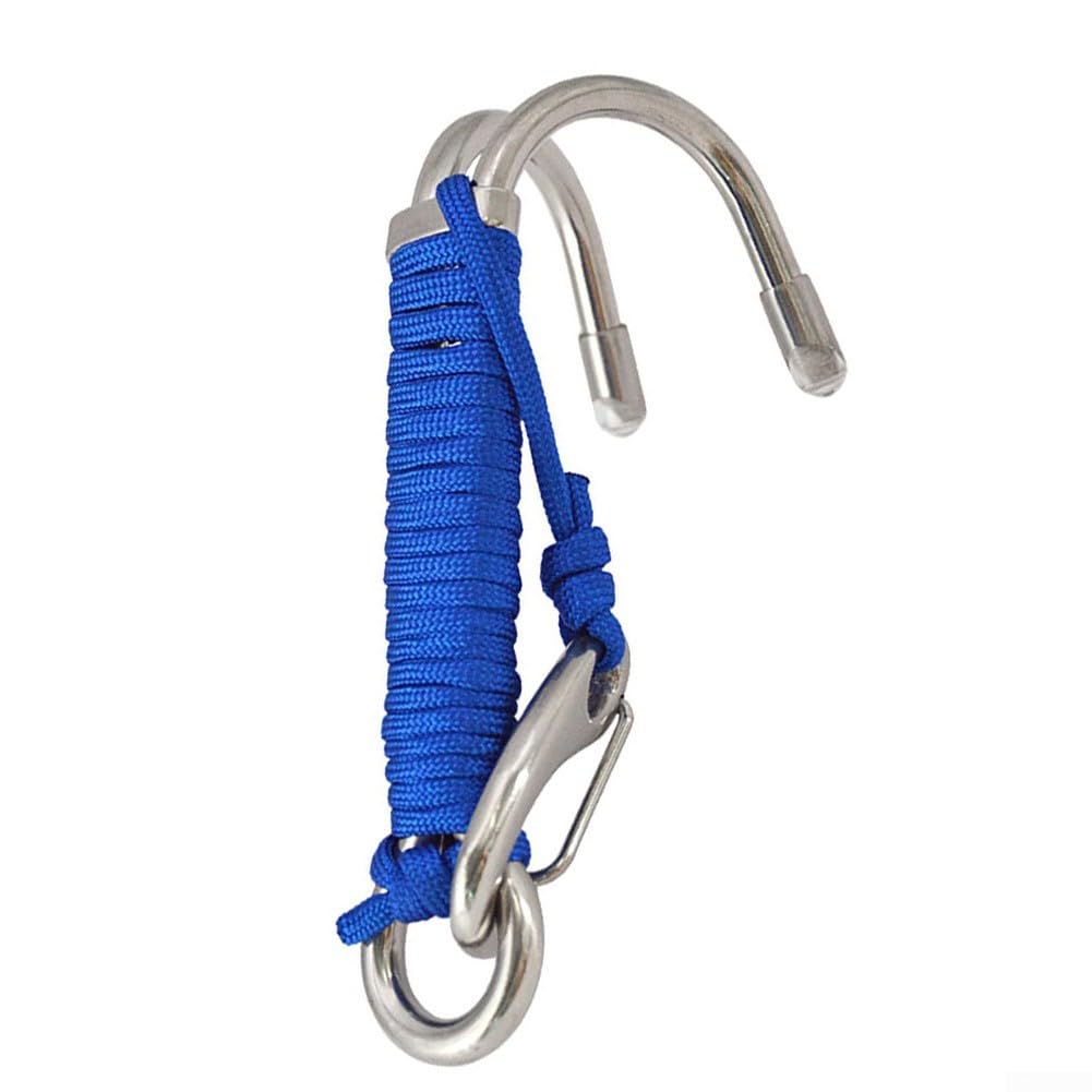 Double Head Scuba Diving Reef for DRIFT Hook, Stainless Steel With 7-Core Nylon Cord, Rust-Proof Wear Resistance, Suitable For Professional Divers(Blue)