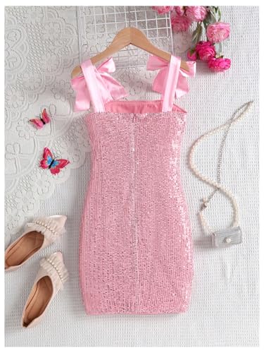 Floerns Girl's Sparkly Sequin Sleeveless Tie Shoulder Birthday Princess Bodycon Dress2