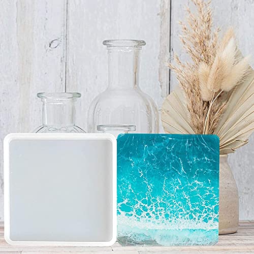 Image of SNOOGG Pack of 2 Silicone Moulds in Square Shape for Epoxy Resin Art, DIY, Casting,Making Coaster, Home Decoration, Cup Mat and More ..