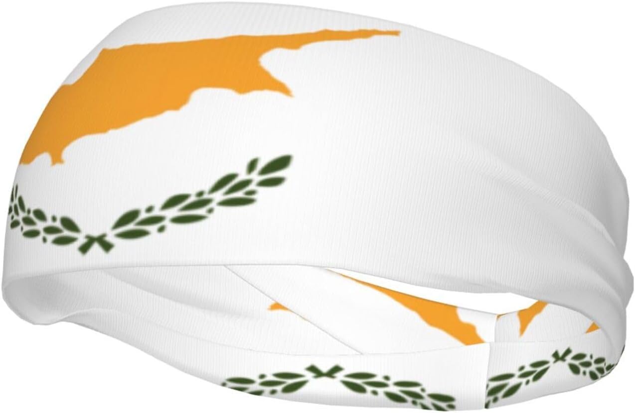 Sports Sweatband Headband Exquisite Flag of Cyprus Print Breathable Lightweight Foldable Fitness Accessory