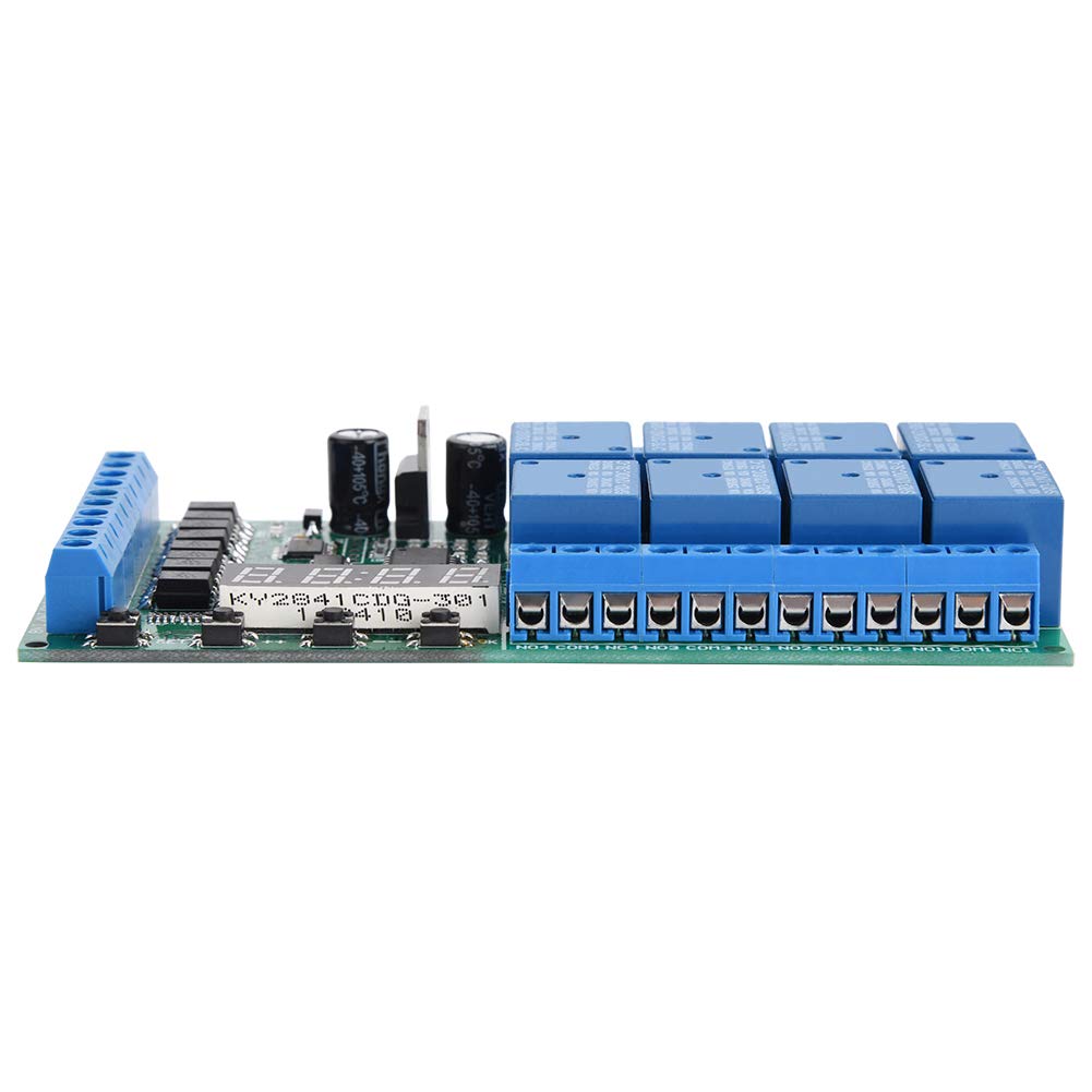 Relais de minuterie, DC 12V Module de relais à 8 canaux Module de relais de temporisation multifonction Carte d'interface Module de commutation de relais de temporisation