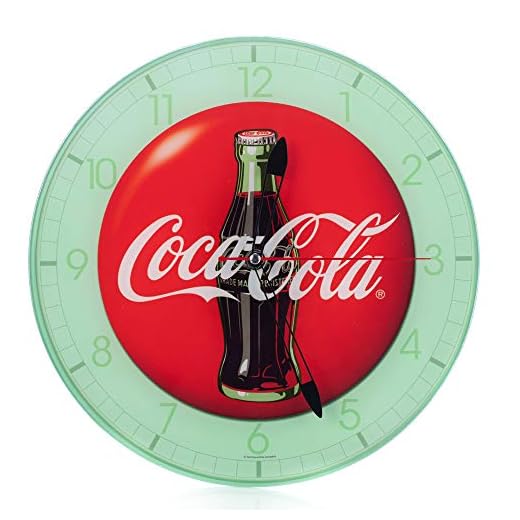 Mark Feldstein & Associates Coca Cola Bottle Round Vintage Red Button Logo 12 x 12 Glass Wall Clock