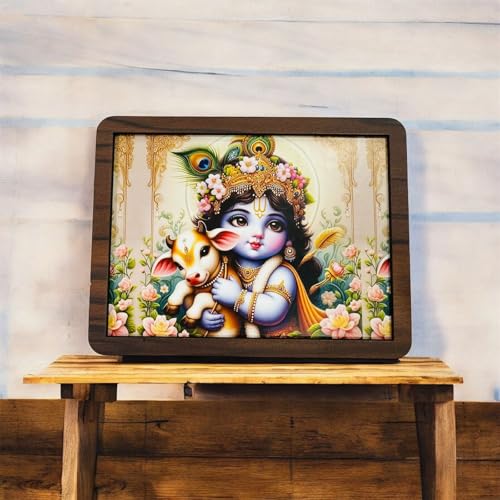 Image of RHT Bal Krishna Printed Money Saving Box for Adult and Kids Wooden Piggy Bank: Premium Money Saving Box for Adults, Girls, and Kids - Saving Box for Women Stylish Kiddy Money Bank (Black)