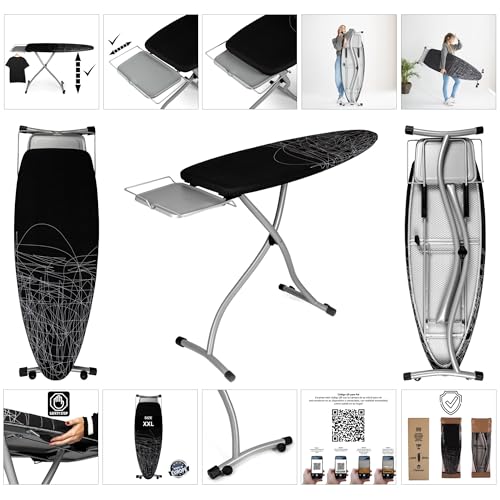 Tabla de Planchar Grande y Profesional | 130x47 cm | Plegable y Robusta | Altura Ajustable con Ruedas | Superficie XXL Ancha | Estable | ideal Centros de Planchado | Fabricada en Europa - imagen 3