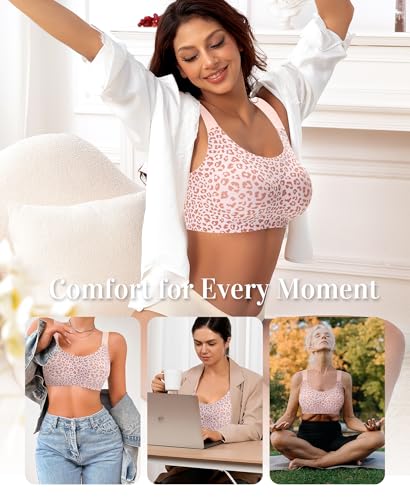 Image of Wireless Jelly Seamless Bras for Women No Underwire Tshirt Full Coverage Padded Bra Comfortable Everyday Bralettes