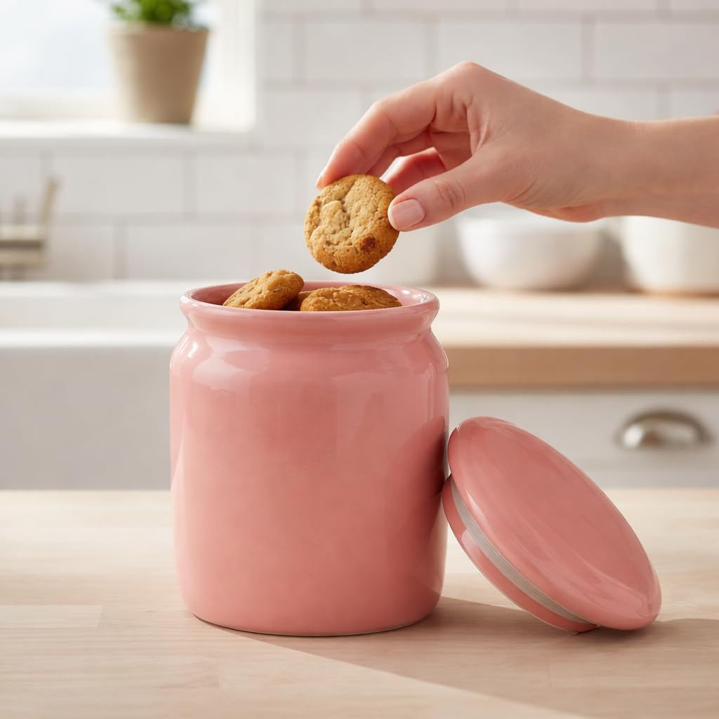 Buy LEAfBUD Terra Pink Whisper Jar 450ml - Pink | Handmade Ceramic