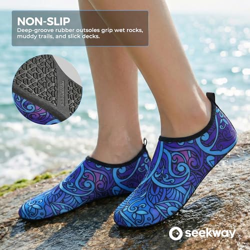 Image of SEEKWAY Water Shoes Women Men Adult Quick-Dry Aqua Socks Barefoot Non Slip for Beach Swim River Pool Lake surf Black SK002(U)