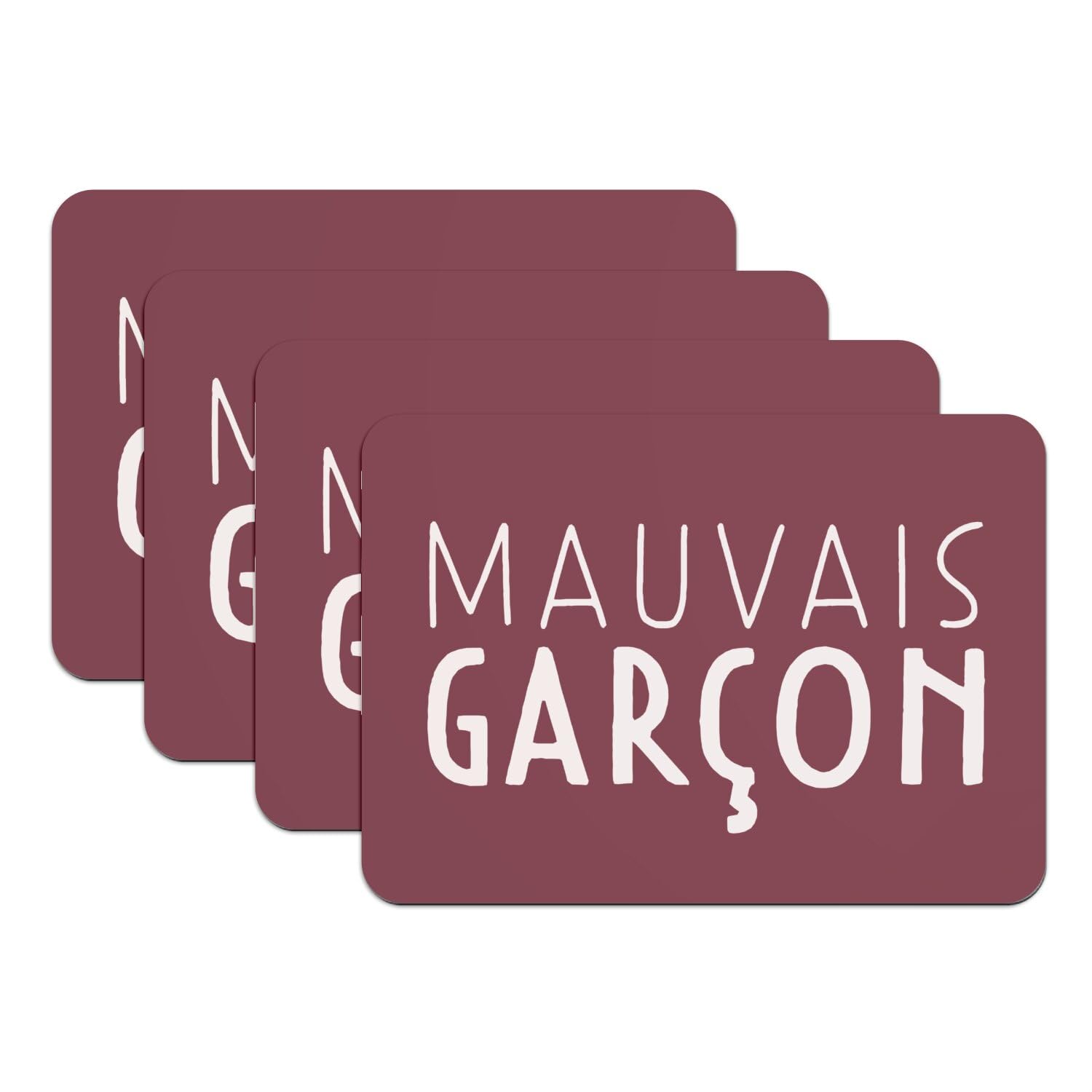 Sets de table rouge Mauvais Garçon en caoutchouc x4 grand format pour table animée