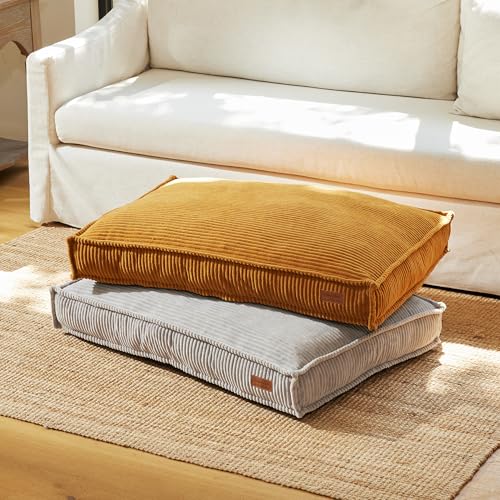 FUKUMARU Orthopädisches Hundebett - 91x64x14 cm, waschbares Hundekissen mit wasserdichter Gewebeschicht, kuschelige Hundematte, Hundematratze, Anti-Rutsch Hundecouch, grau.