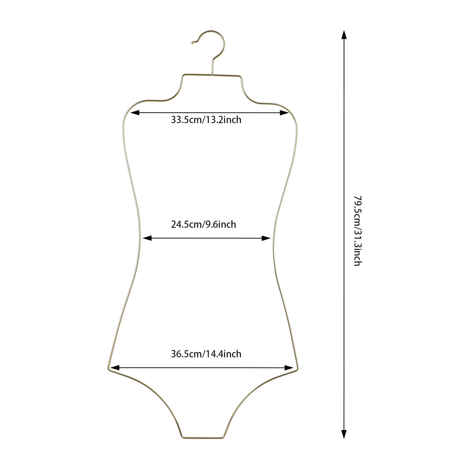 10 Stück Sanduhr-Design Kleiderbügel,Goldene Körperform-Kleiderbügel aus Metall mit Haken,Rostbeständig Bikini Badeanzug Aufhänger Draht Körperform Display für Badeanzüge Kleider & Unterwäsche