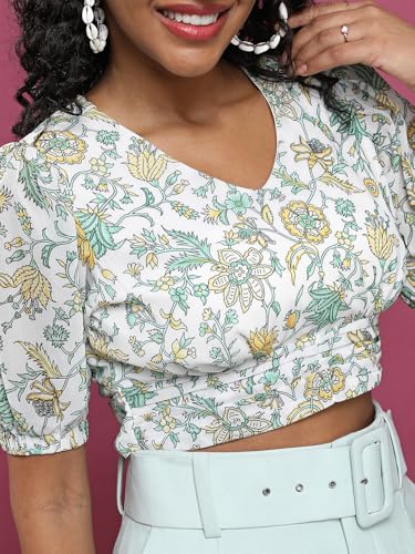 Image of Tokyo Talkies Women's Short Sleeves V-Neck Printed Tops| Stylish Casual wear