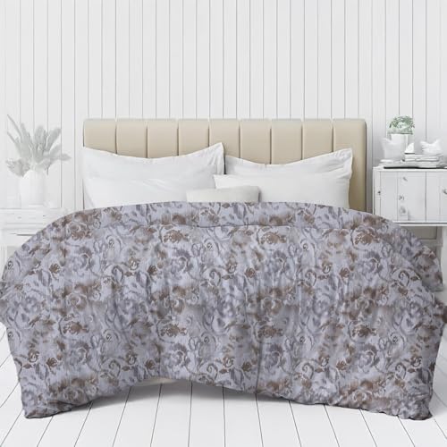 Image of LINENWALAS Premium Printed 100% Cotton Duvet Cover for Double Bed | Double Size Comforter Cover |Rajai Cover | Quilt Cover with Zipper Closure 90 x 100 Inches (Sand Stone, Double Size)