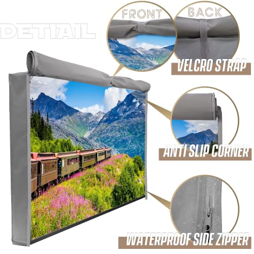 Outdoor TV Cover 55", IC ICLOVER 600D Heavy Duty 4 Season Weatherproof TV Screen Protector with Waterproof Zipper Access with Bottom Seal, Outside Television Cover for wall mount LED, LCD, OLED, by IC ICLOVER - Image 4