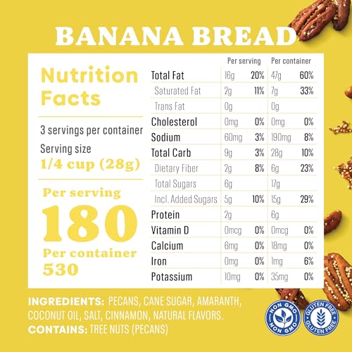 Image of Evie's Banana Bread Pecans - Roasted Texas Pecan Snacks - Healthy, Non-GMO, Gluten-Free and Vegan - 3 Oz, 2-Pack - Made-in-the-USA