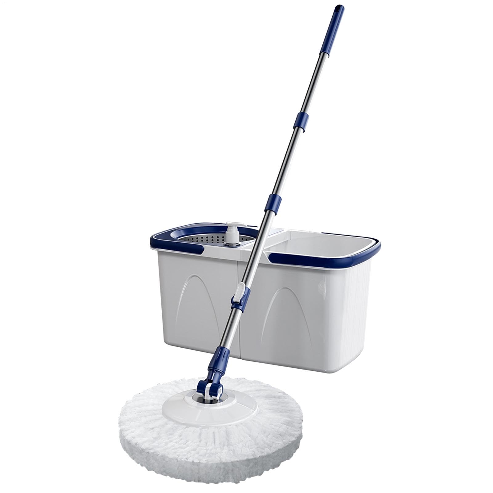 Set de Fregona y Cubo de Limpieza Ahorra Esfuerzo, Seco y Húmedo, Limpiador | con Mango Ajustable para Suelos, Hogar, Cocina, Baño, Azulejos, Madera Dura, Laminado, Mármol, Piedra