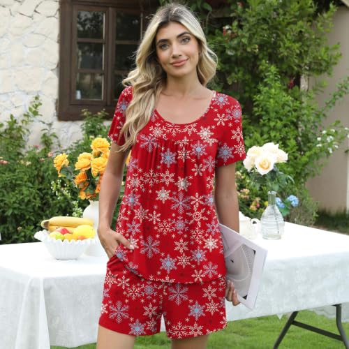 Image of POPYOUNG Pajama for Women Set Summer Pjs Lounge Shorts Sets Soft Sleepwear | 2 Piece Outfits Womens Set Cooling pajamas with Pockets, Lounge sets Casual for Daily Wear Nightwear