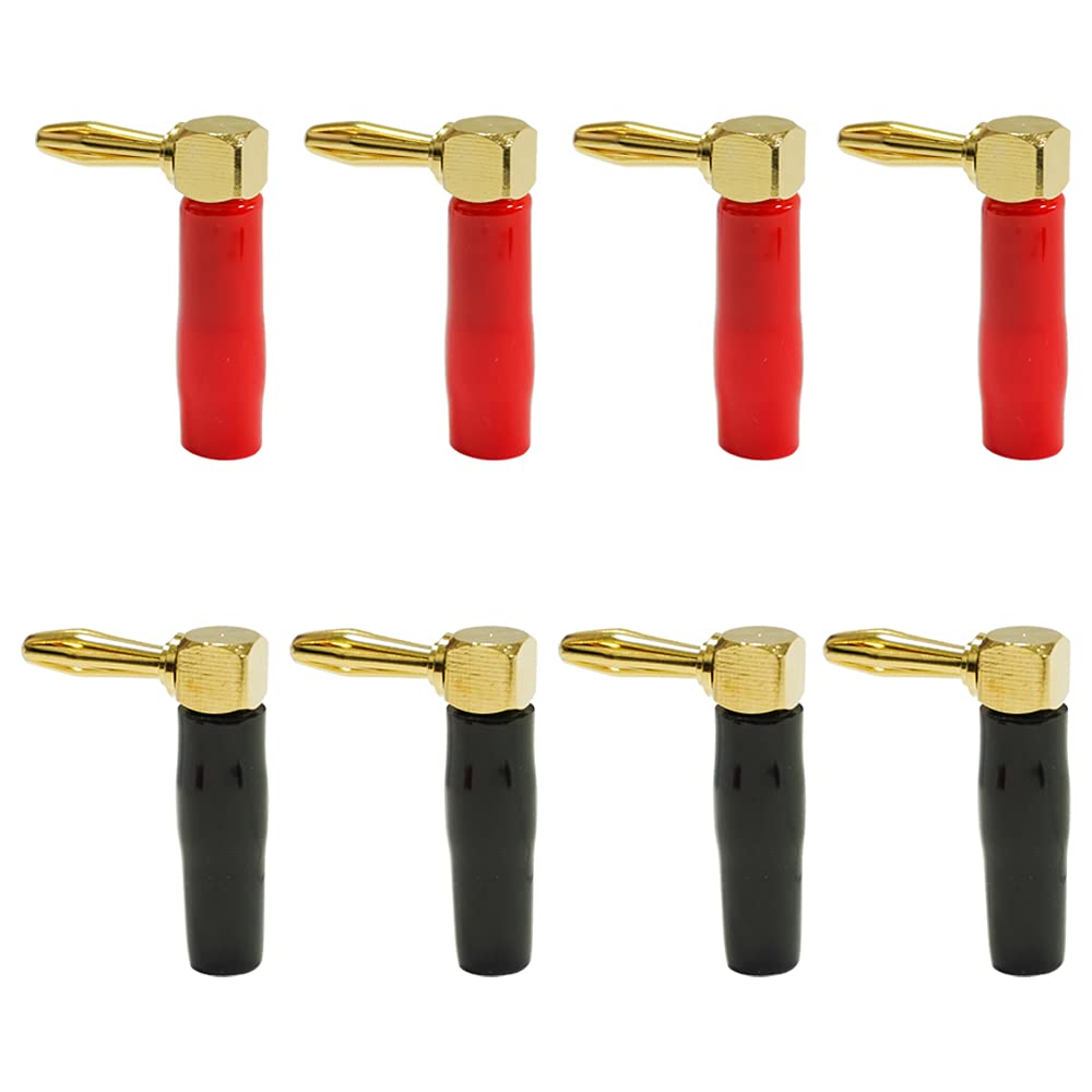 4VWIN 90 Degree Speaker Connectors Plugs Right Angle Speaker Banana