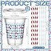 Jingmore 50 Pcs Party Disposable Plastic Cups 12 oz with Lids Straws Themed Party Supplies Plastic Tumbler for Birthday Table Decorations Favors(Cherry Plaid,Red and Blue)