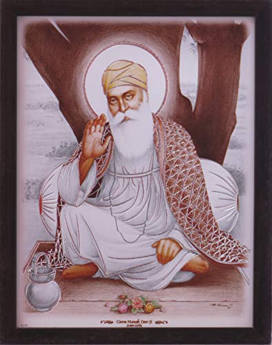 Gurunanak Dev Ji sitting under tree in forest and giving holy blessings, A poster with frame must for every family, office, Gift and auspicious purpose