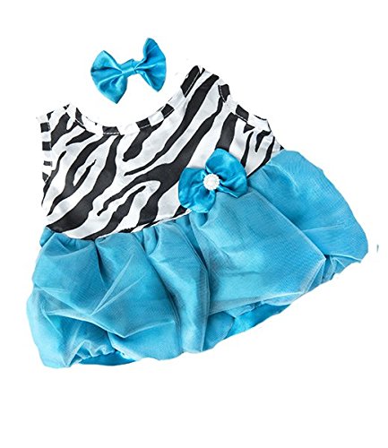 Turquoise Zebra Dress w/bow Teddy Bear Clothes Outfit Fits Most 14