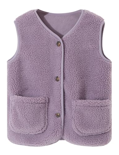 Happy Cherry Kids Sherpa Fleece Vest Lightweight Sleeveless Vest Waistcoat Outerwear with Pocket
