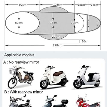 Universal Transparent Motorcycle Rain Cover with Silver Coated Oxford Cloth, Removable Side Zippers for Electric Bike Sun Shade Windproof Canopy Protects Against Heavy Rain and UV Rays Safe Riding