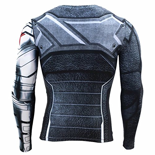 Cosfunmax Winter Soldier Shirt Super Hero Compression Sports Shirt Men's Long Sleeve Fitness Tee Gym T-Shirt XL - Thumbnail 2
