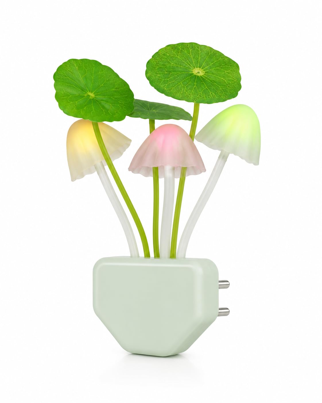 3d led night lamp with plug smart sensor auto on/off and color change mushroom flowers beautiful illumination home decoration lights for bedroom corridor (multicolour) (single pack)
