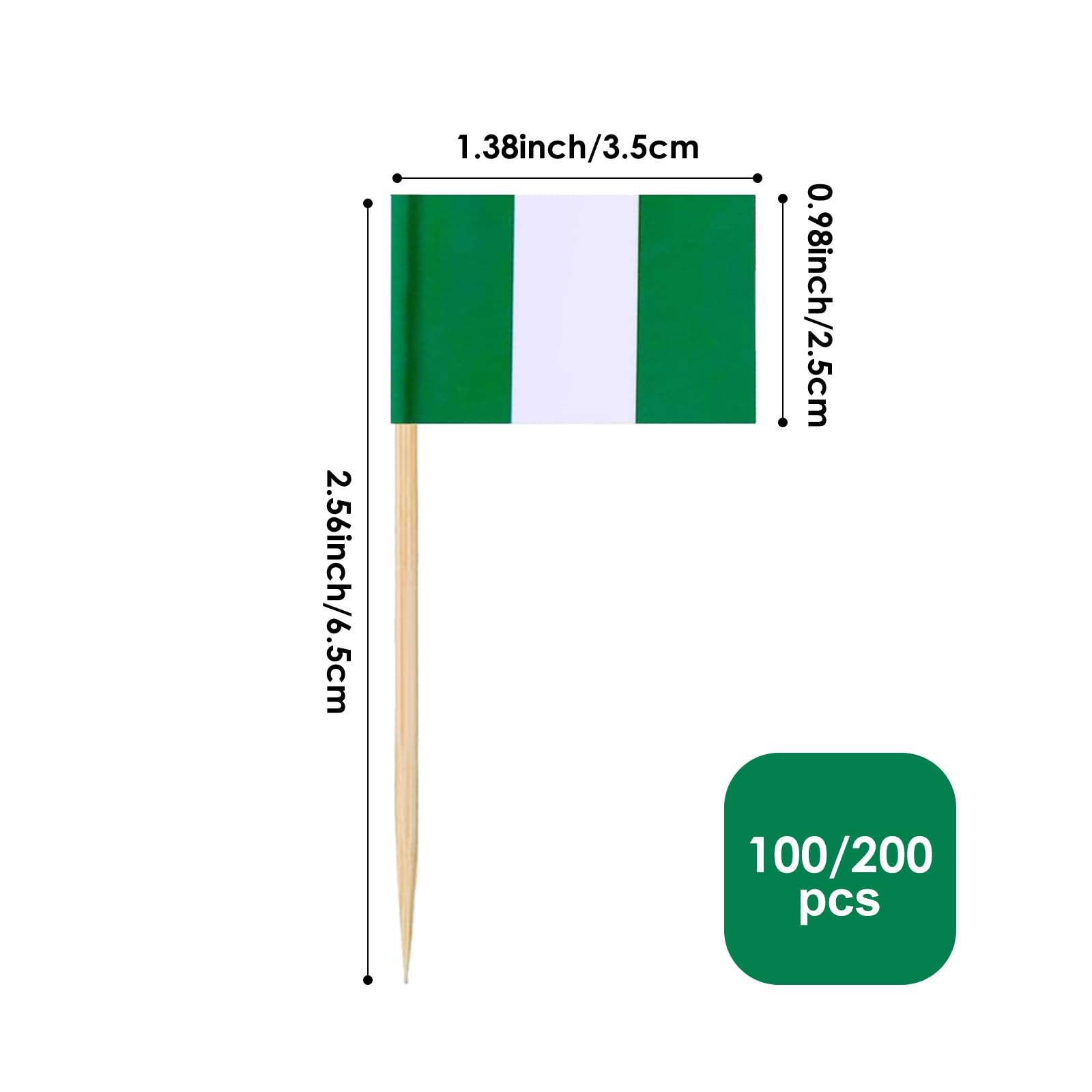 100 Bandierine Della Nigeria Con Stuzzicadenti – Mini Bandiere Per Cupcake, Cocktail E Decorazioni