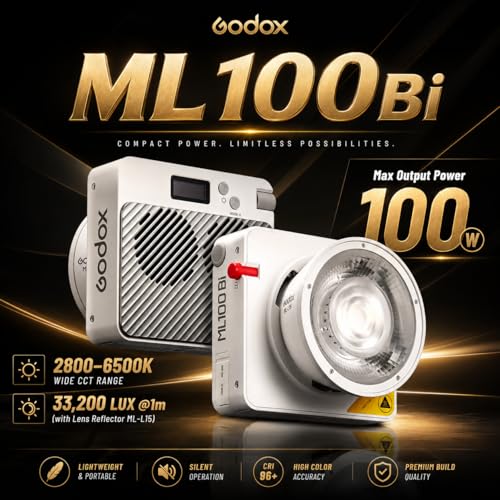 Luz de Vídeo Godox ML100Bi con 33200 Lux de Potencia Regulable y Alta Fidelidad de Color CRI 97 2