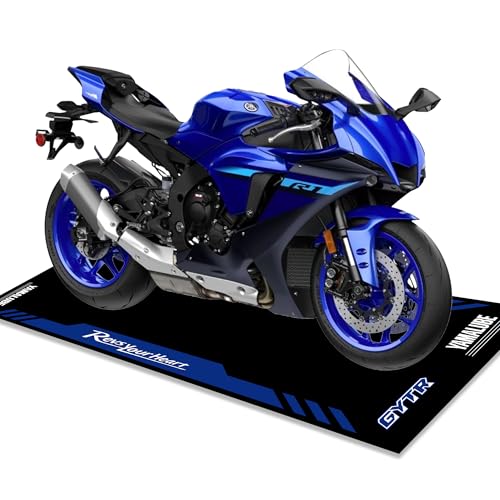 Motorcycle Mat for Garage 79x31 Inches Pit Garage Floor Mat Oil Absorbent Pad PVC Rubber Backing Layer Protects Floor from Spills Drips Splashes and Stains Washable - Yamaha Racing