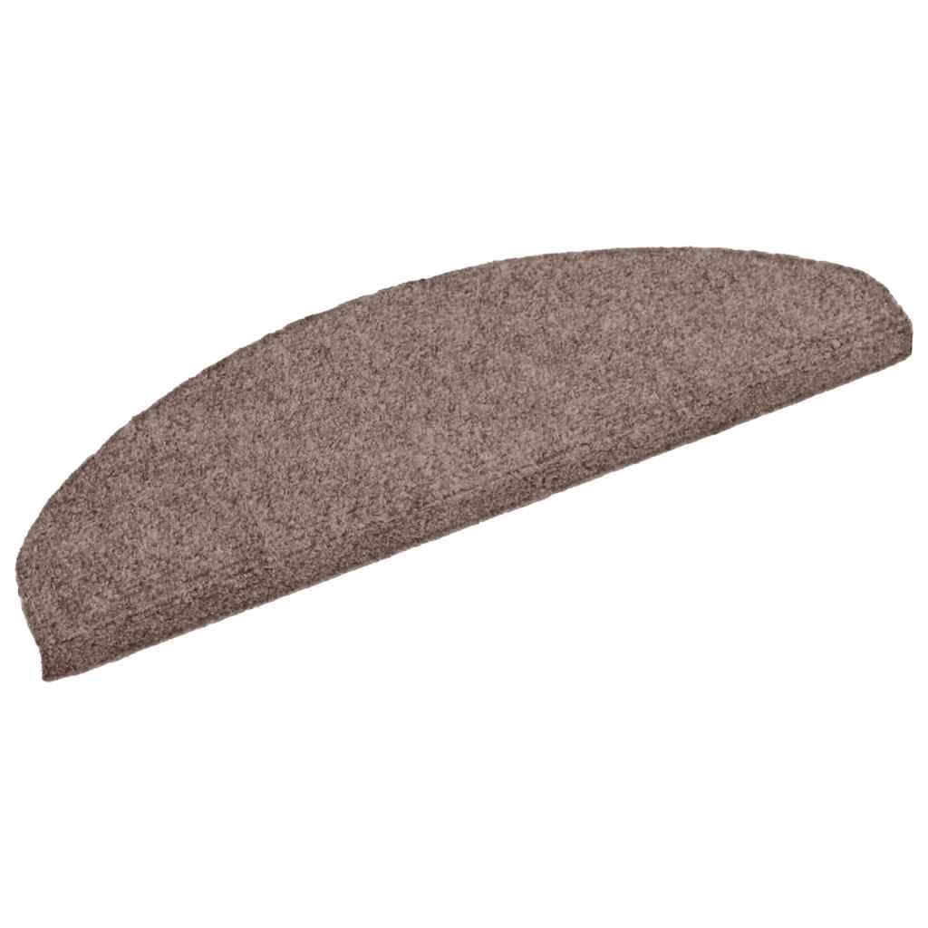 Maty na schody, samoprzylepne, 15 szt., 65 x 21 x 4 cm, jasnobrązowe, półokrągłe, z polipropylenu, antypoślizgowe i nadają się do prania, z ochroną schodów i hałasu, do wnętrz, dla zwierząt