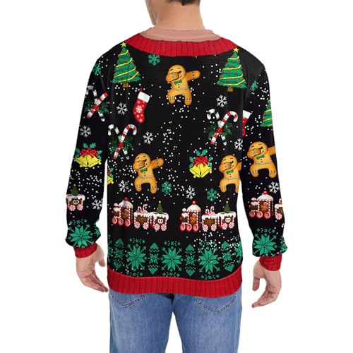 Eciodci Fake Cardigan Christmas Sweatshirt with Xmas Lights Print - Image 4