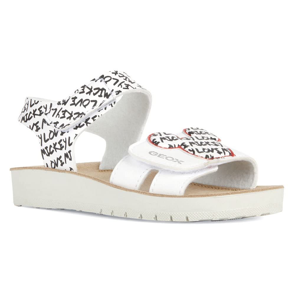 Geox J Sandal costarei gi, White Black, 2.5 UK