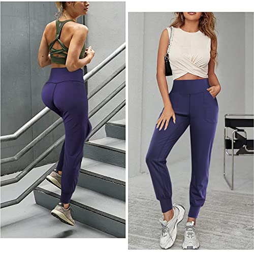 leinidina womens jogger pants high waisted sweatpants with pockets tapered casual lounge pants loose track cuff leggings